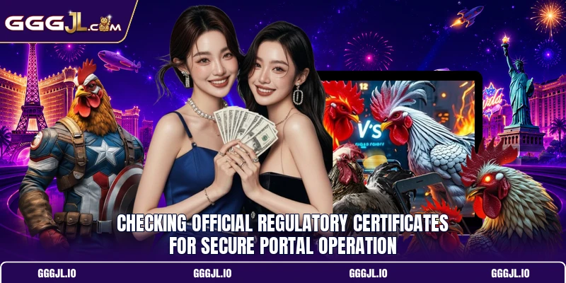 Checking official regulatory certificates for secure portal operation
