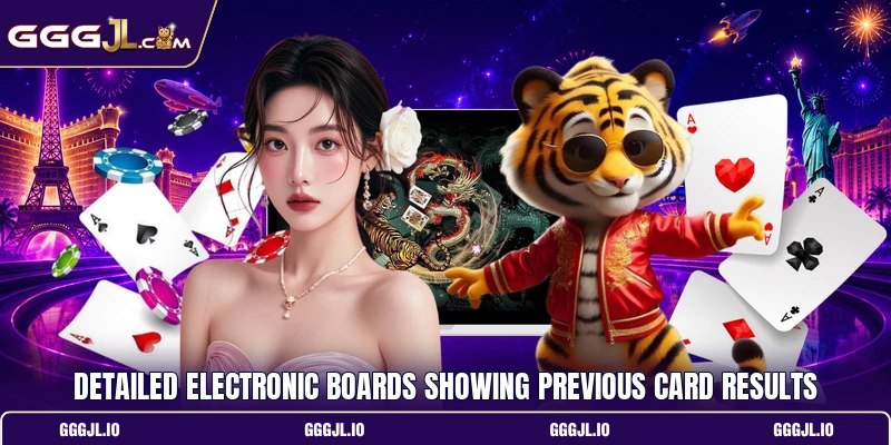 Detailed electronic boards showing previous card results