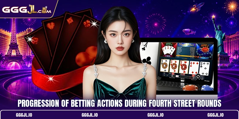Progression of betting actions during fourth street rounds Progression of betting actions during fourth street rounds